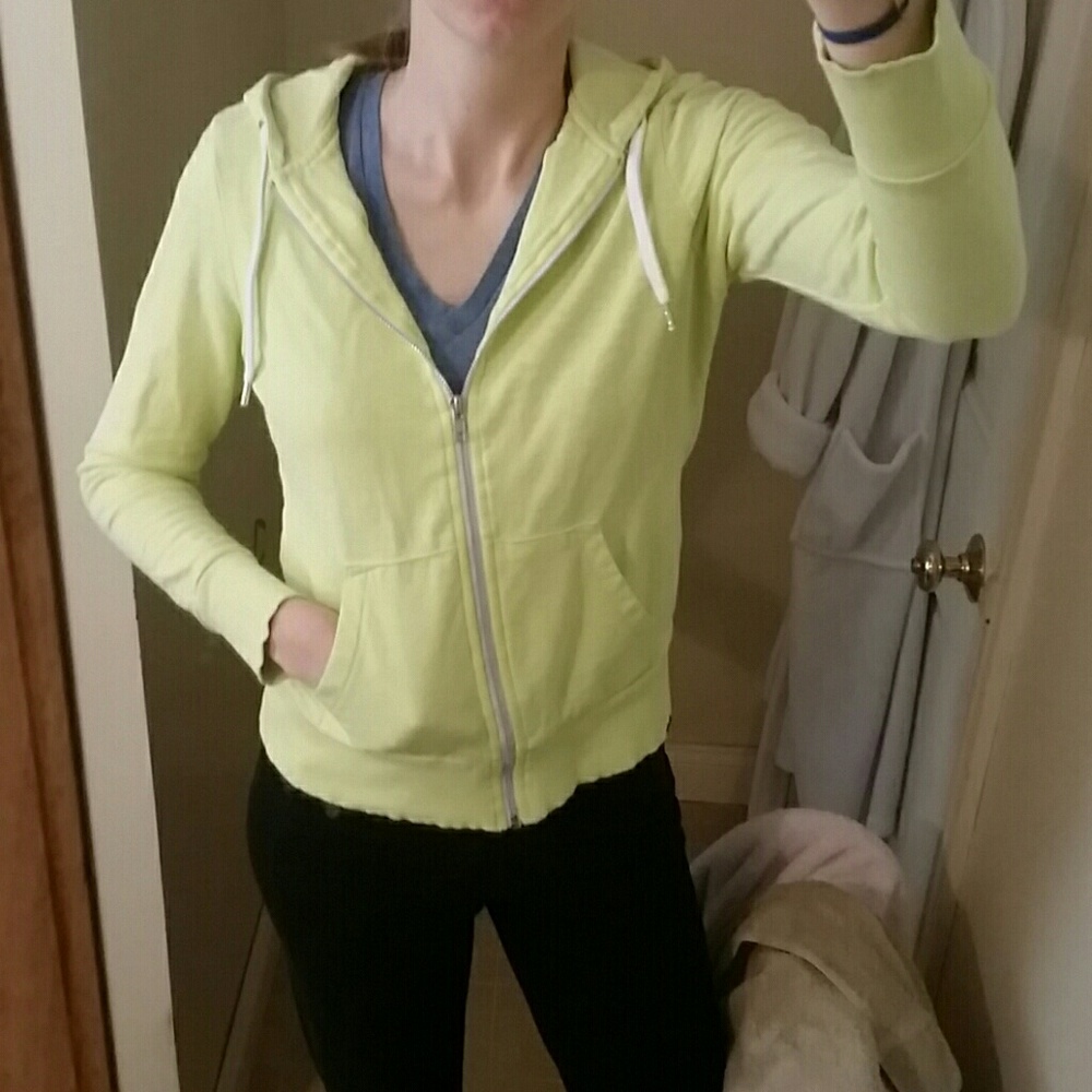 Neon Yellow lightweight zip hoodie